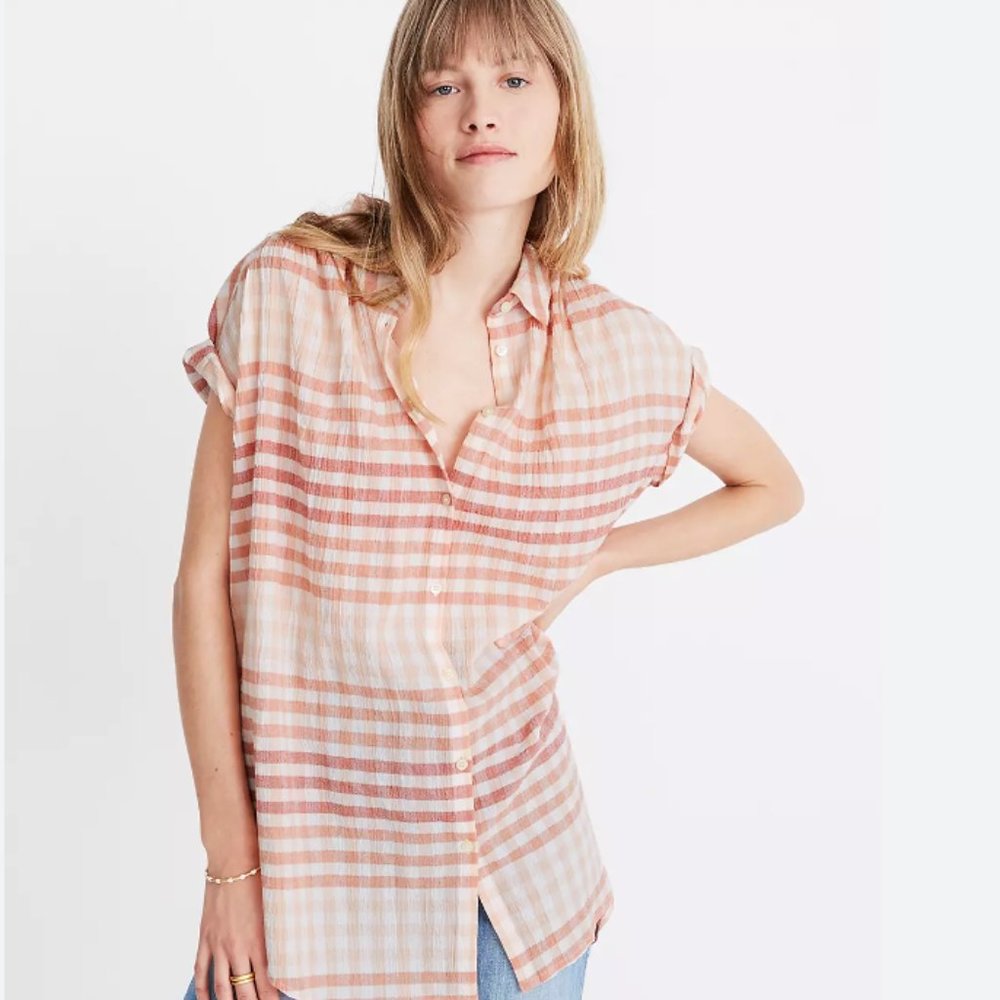 Madewell Central Tunic Shirt in Ombré Gingham Check